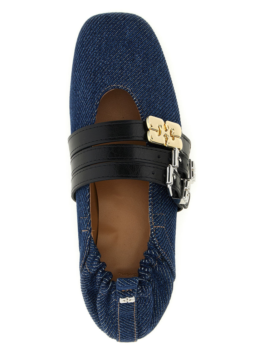 Blue Triple-strap Ballet Flats 4