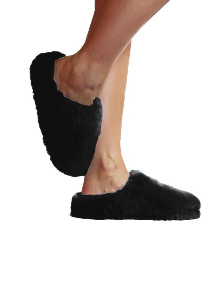 Black Furry Slides 3