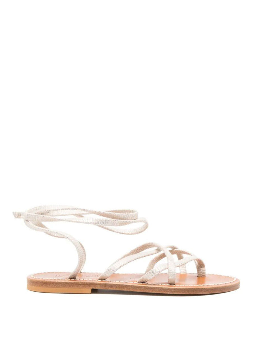 White Strappy Tie Sandals 1
