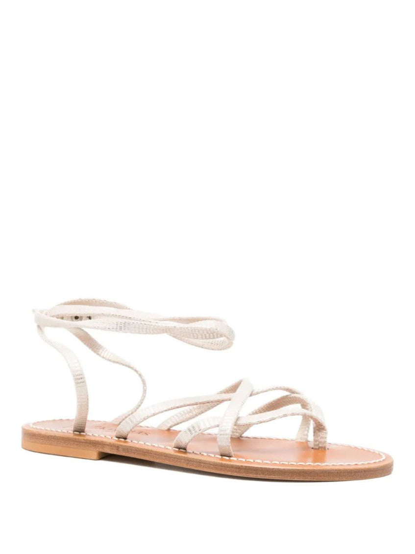 White Strappy Tie Sandals 2
