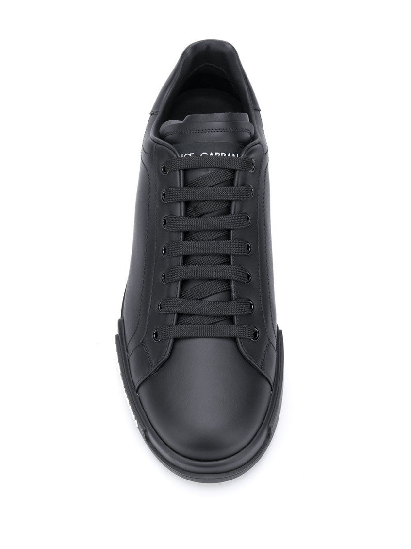 Black Portofino Leather Sneakers 2