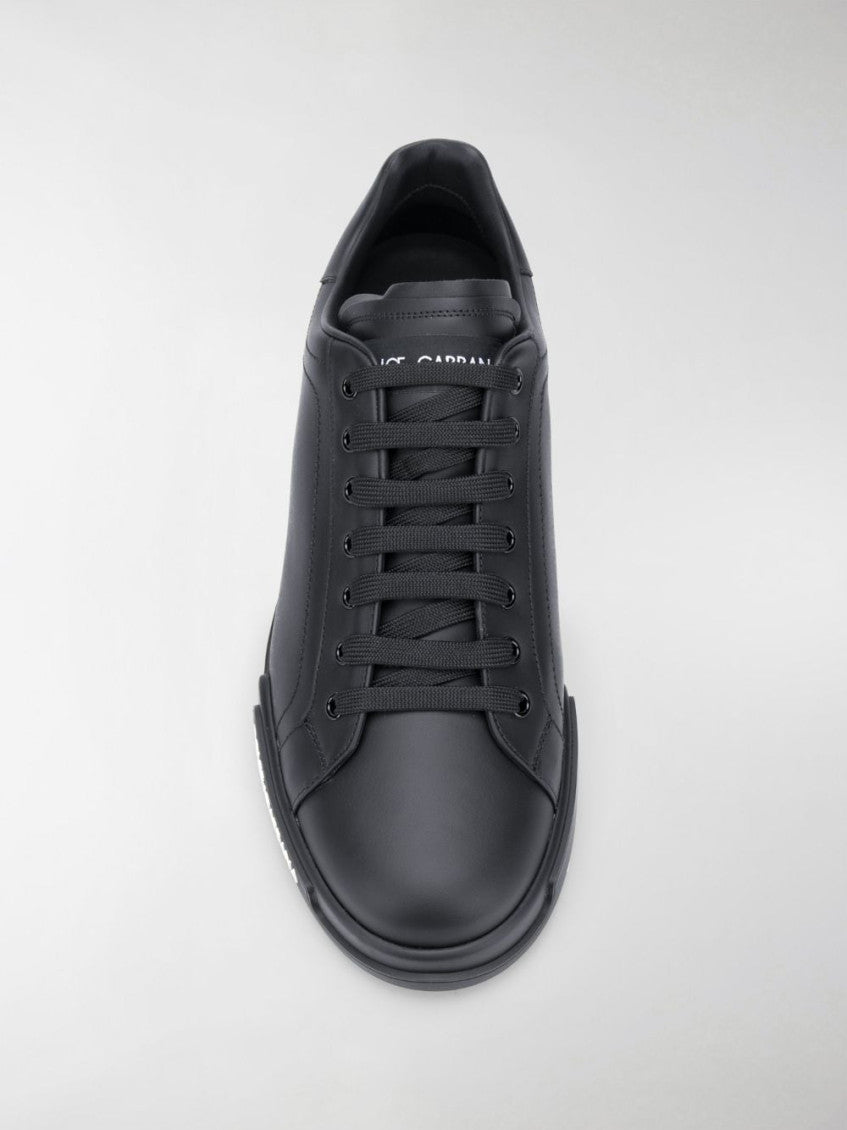 Black Portofino Leather Sneakers 5