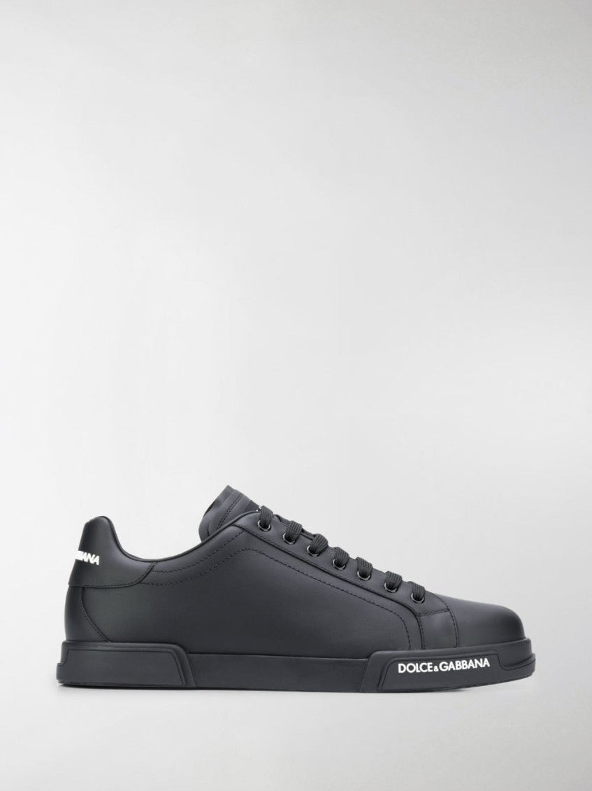 Black Portofino Leather Sneakers 7