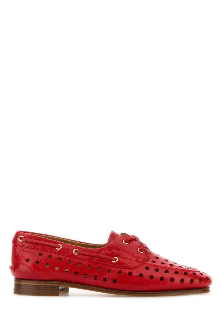 Red Leather Lace-up Loafers 1
