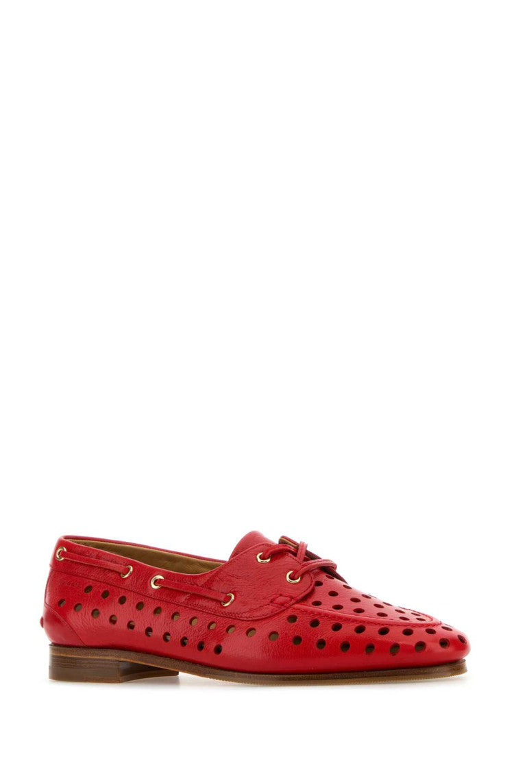 Red Leather Lace-up Loafers 2