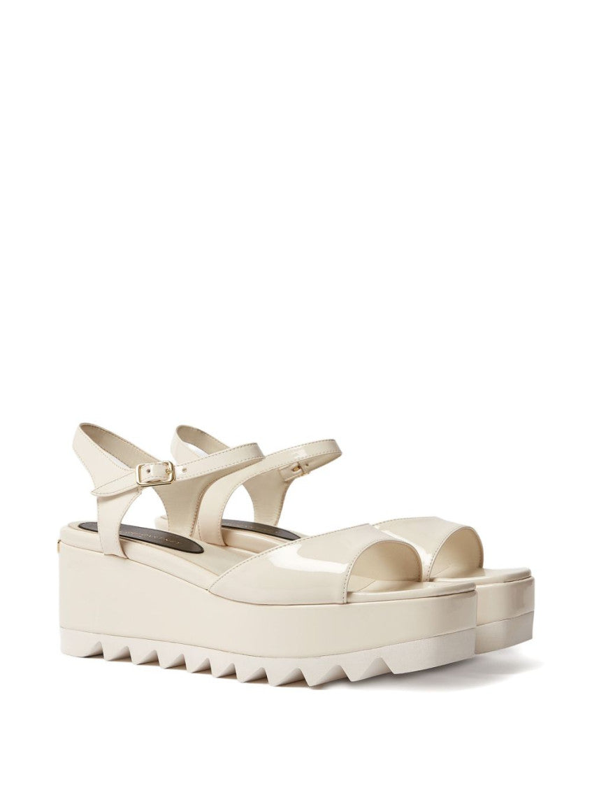 White Ankle-strap Wedges 5