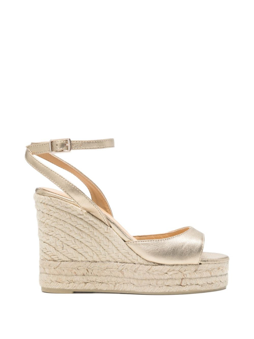 Golden Open Toe Wedges 1