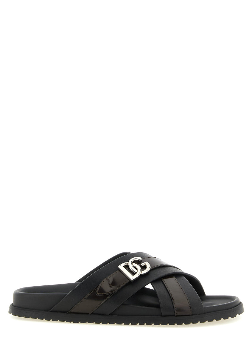 Black Logo Sandals 1