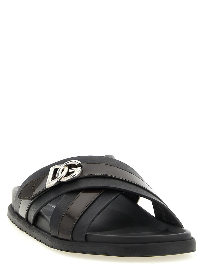 Black Logo Sandals 2