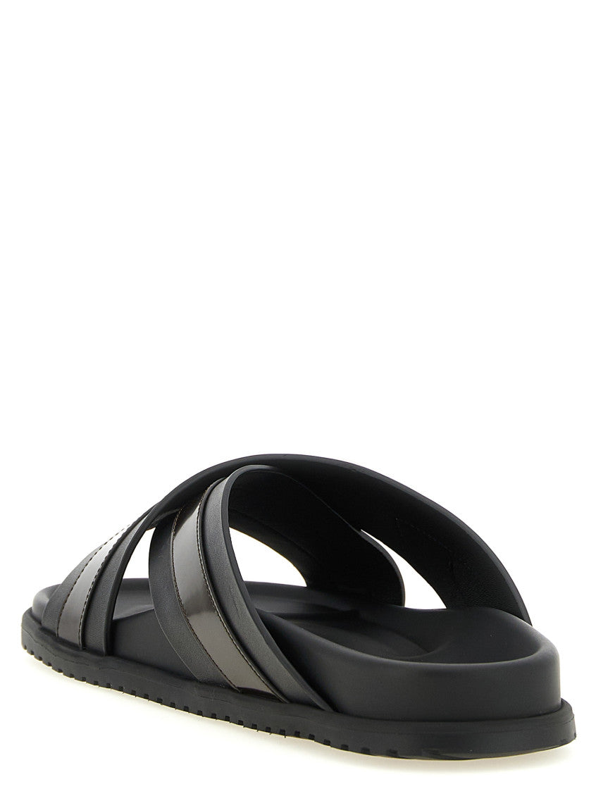 Black Logo Sandals 3