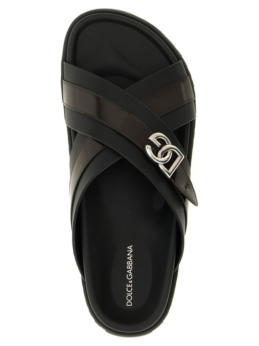 Black Logo Sandals 4