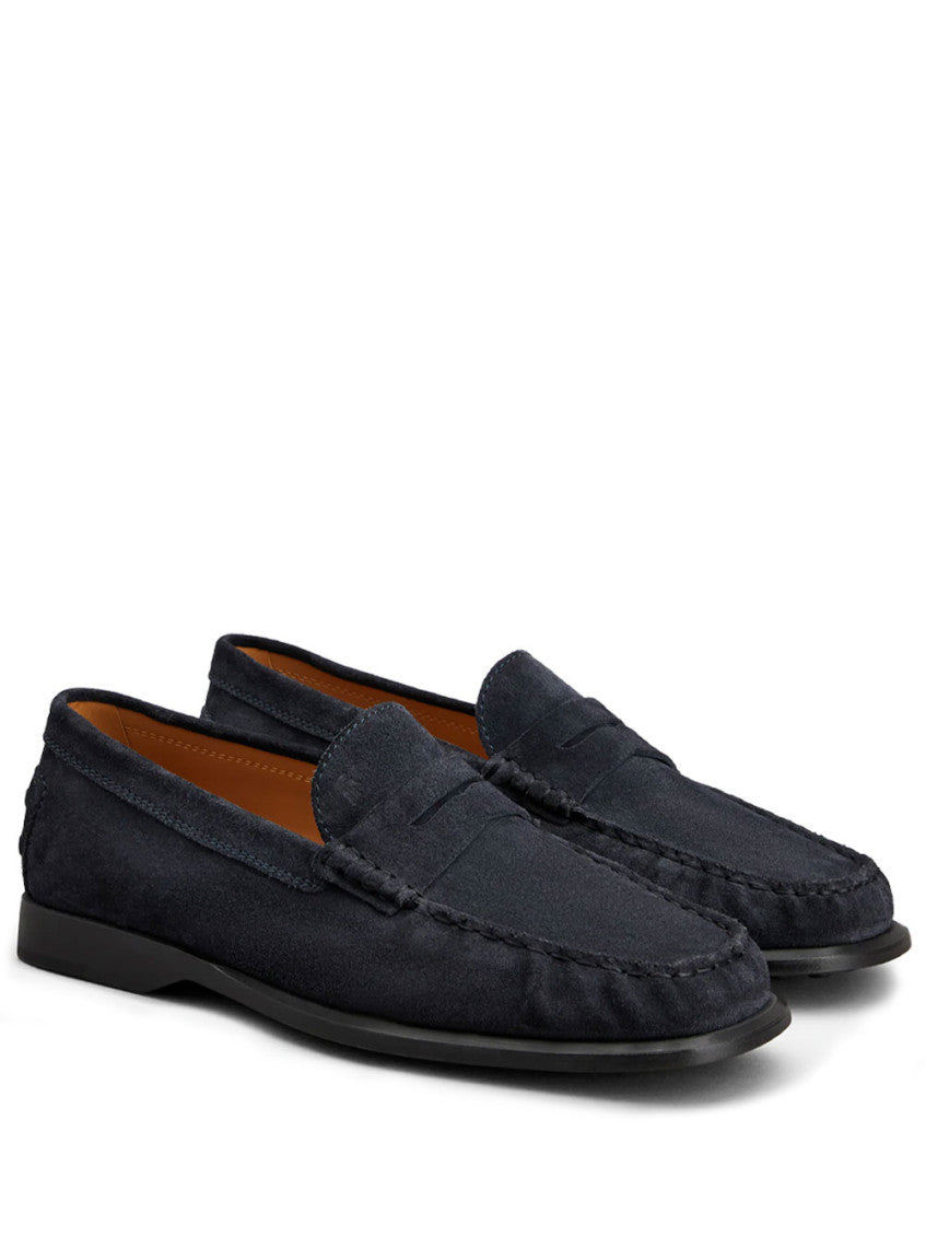 Navy Blue Suede Loafers 2