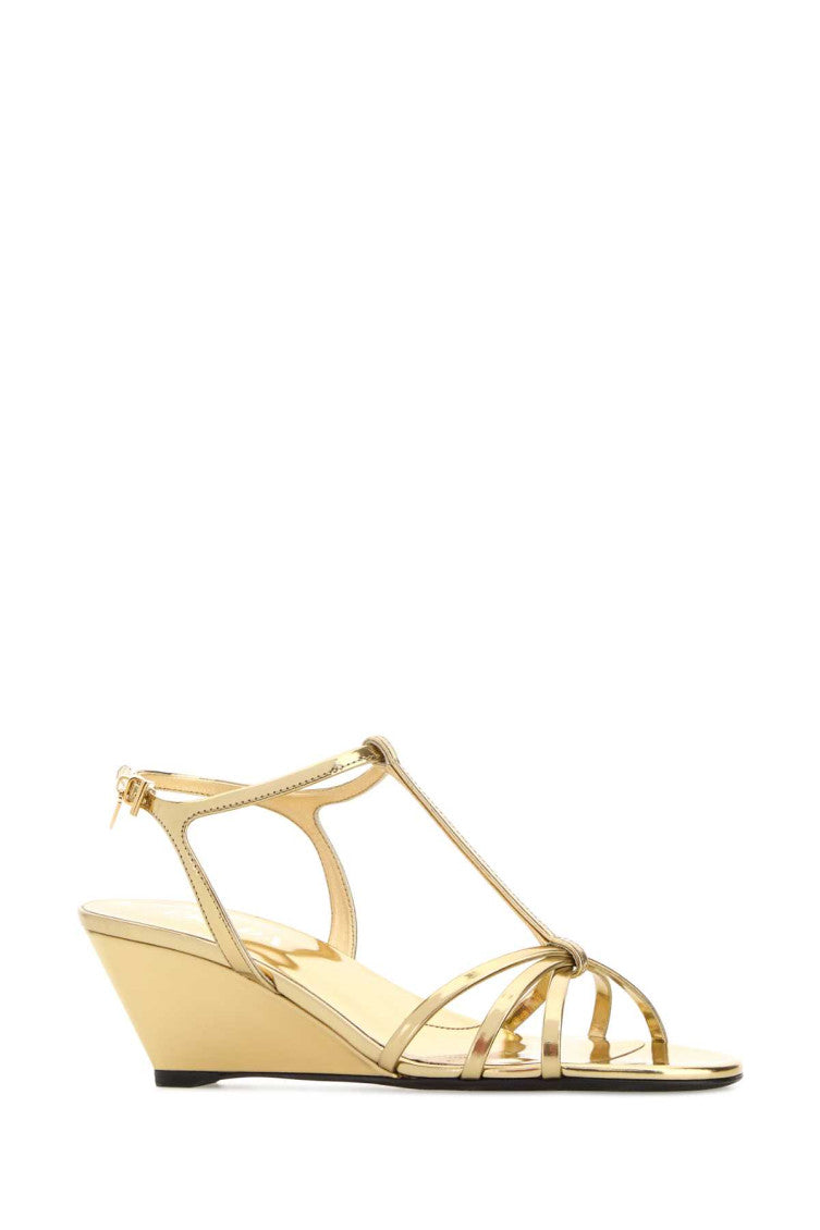 Golden Open Toe Wedges 2