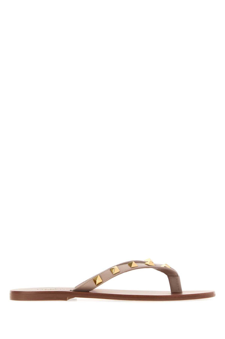 Beige Rockstud Flats 1