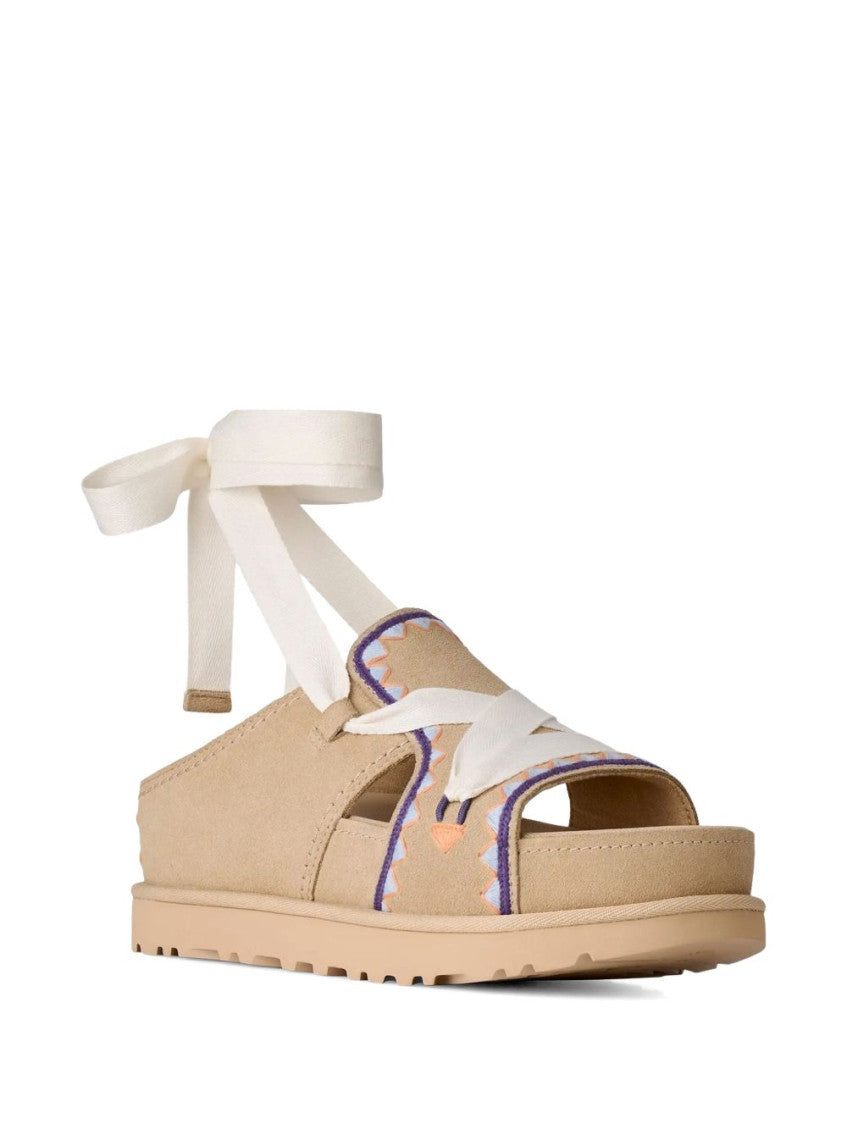 Beige Embroidered Sandals 3