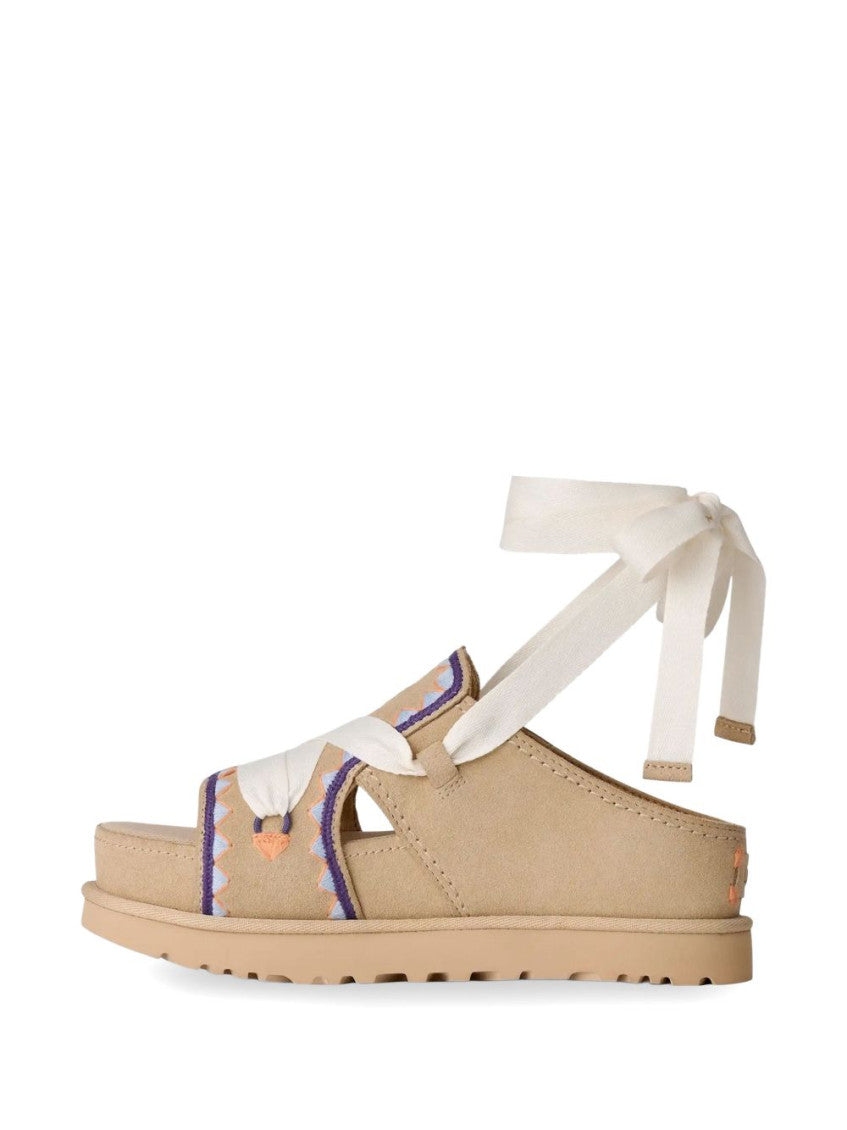 Beige Embroidered Sandals 4