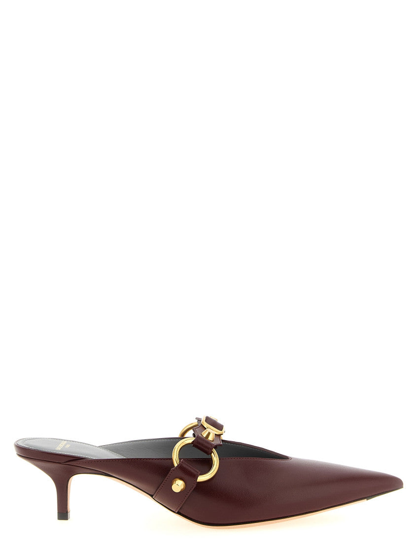 Maroon Leather Mules 1
