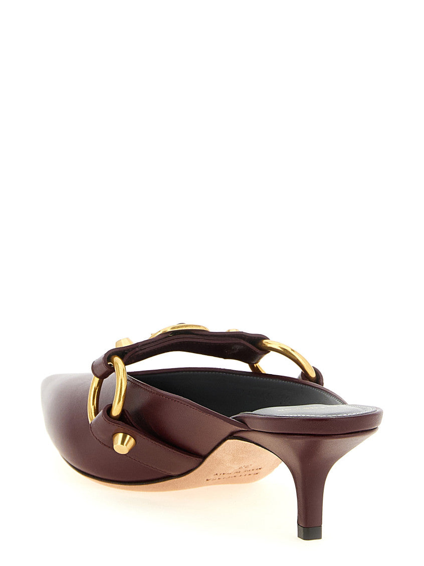 Maroon Leather Mules 3