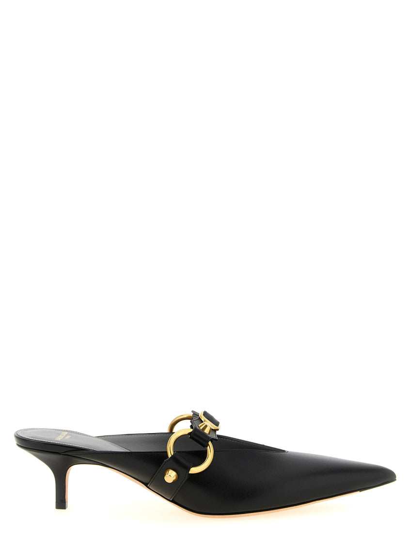 Black Leather Mules 1
