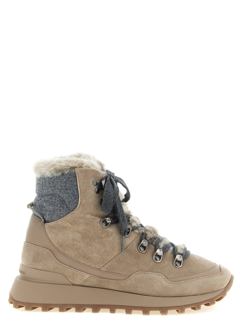 Beige Lace-up Ankle Boots 1