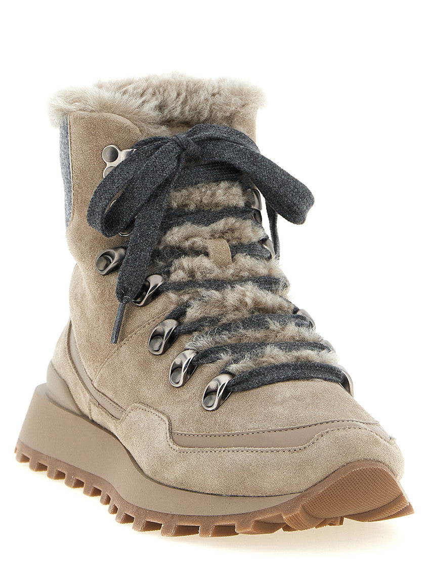 Beige Lace-up Ankle Boots 2