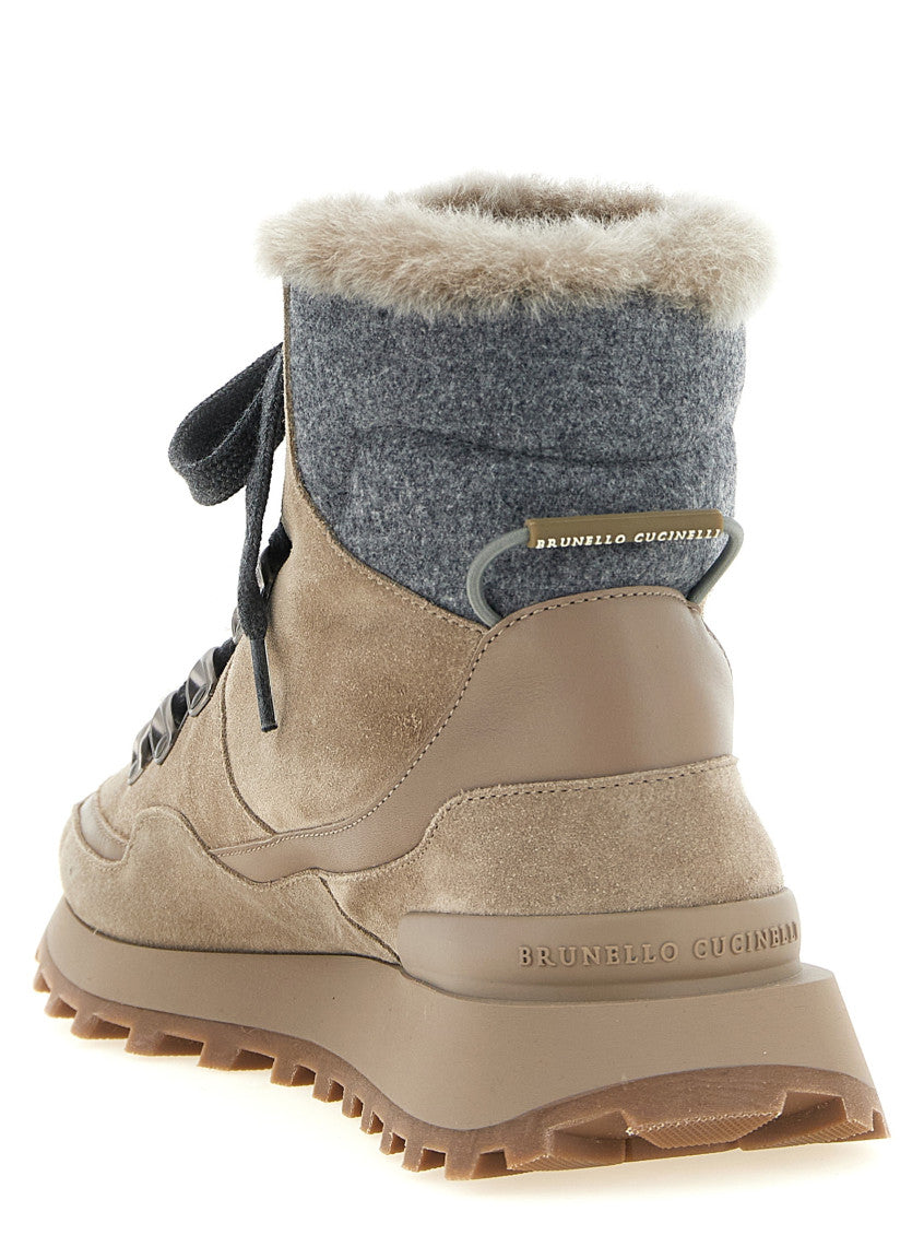 Beige Lace-up Ankle Boots 3