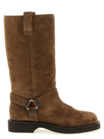 Brown Solid Monile Boots 1