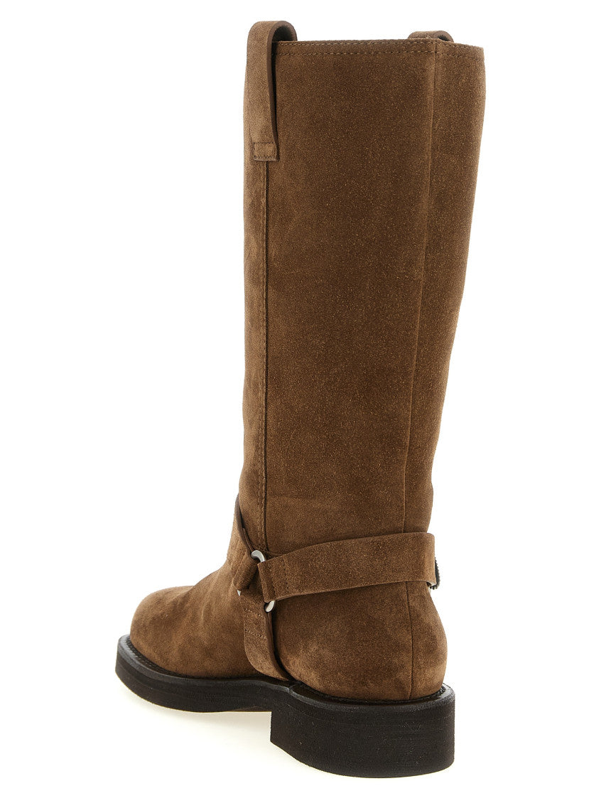 Brown Solid Monile Boots 3