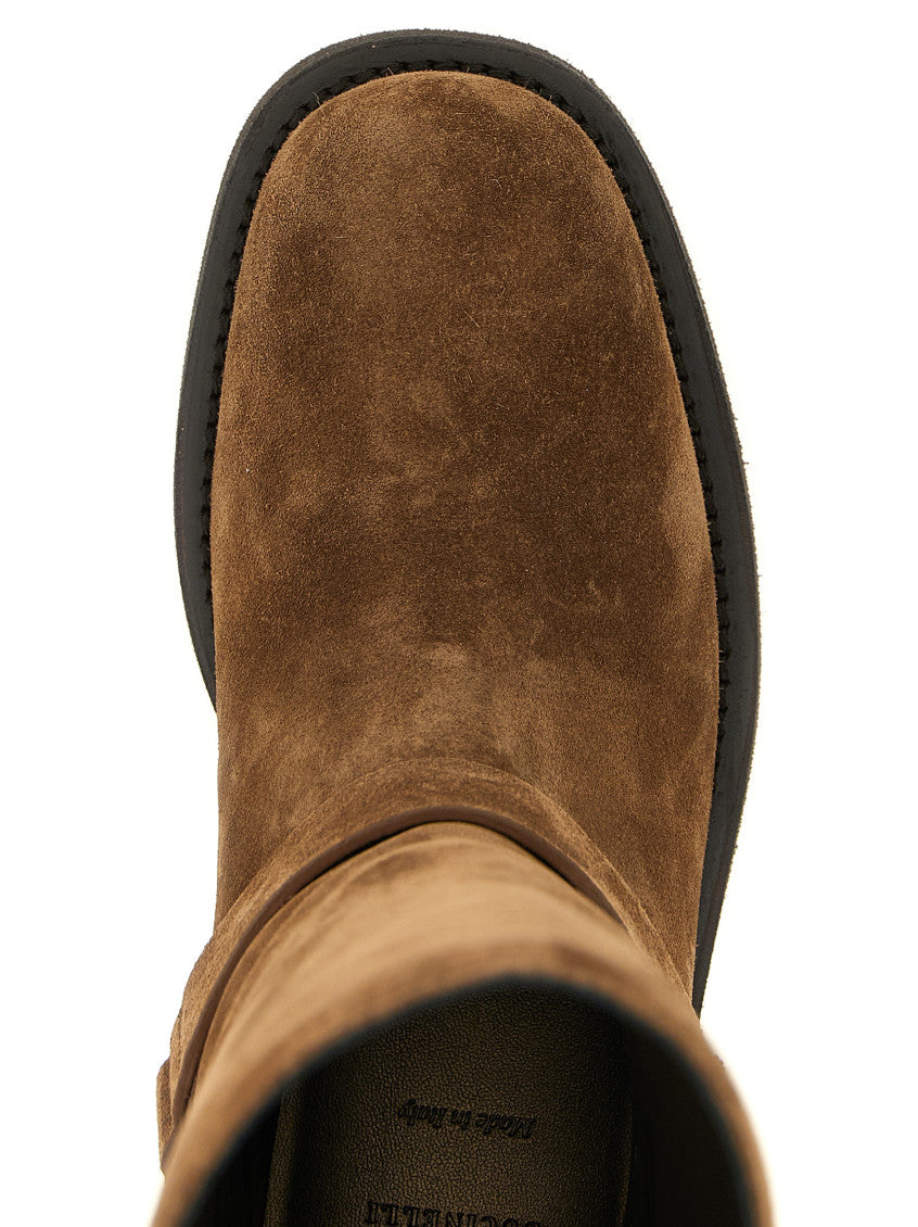Brown Solid Monile Boots 4