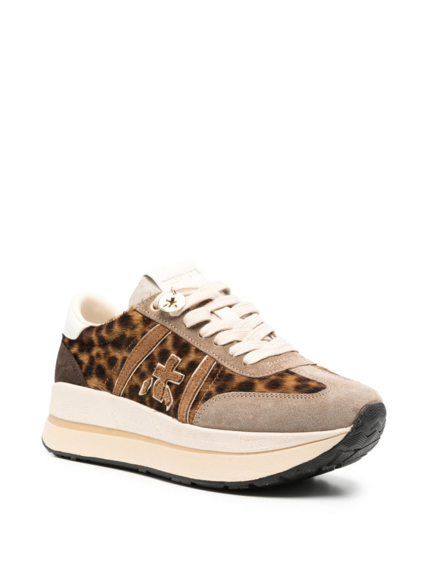 Leopard Print Color Block Sneakers 2