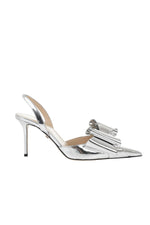 Silver Leather Slingback Pumps 1