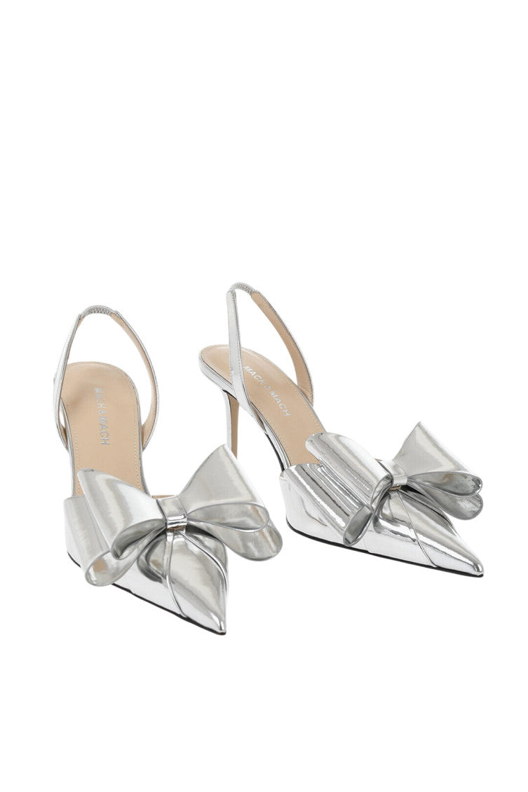 Silver Leather Slingback Pumps 2