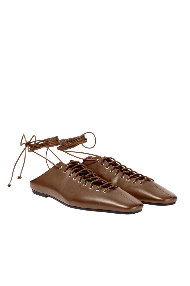 Brown Lace-Up Mules 2