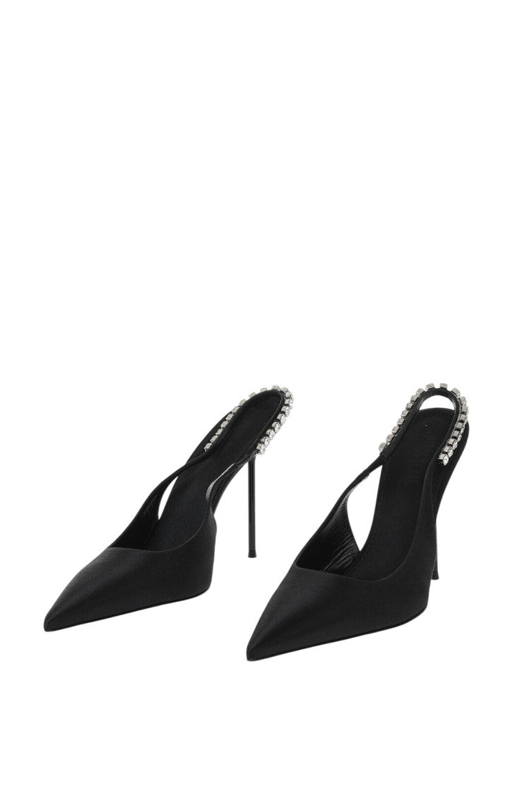 Black Slingback Rhinestone Pumps 2