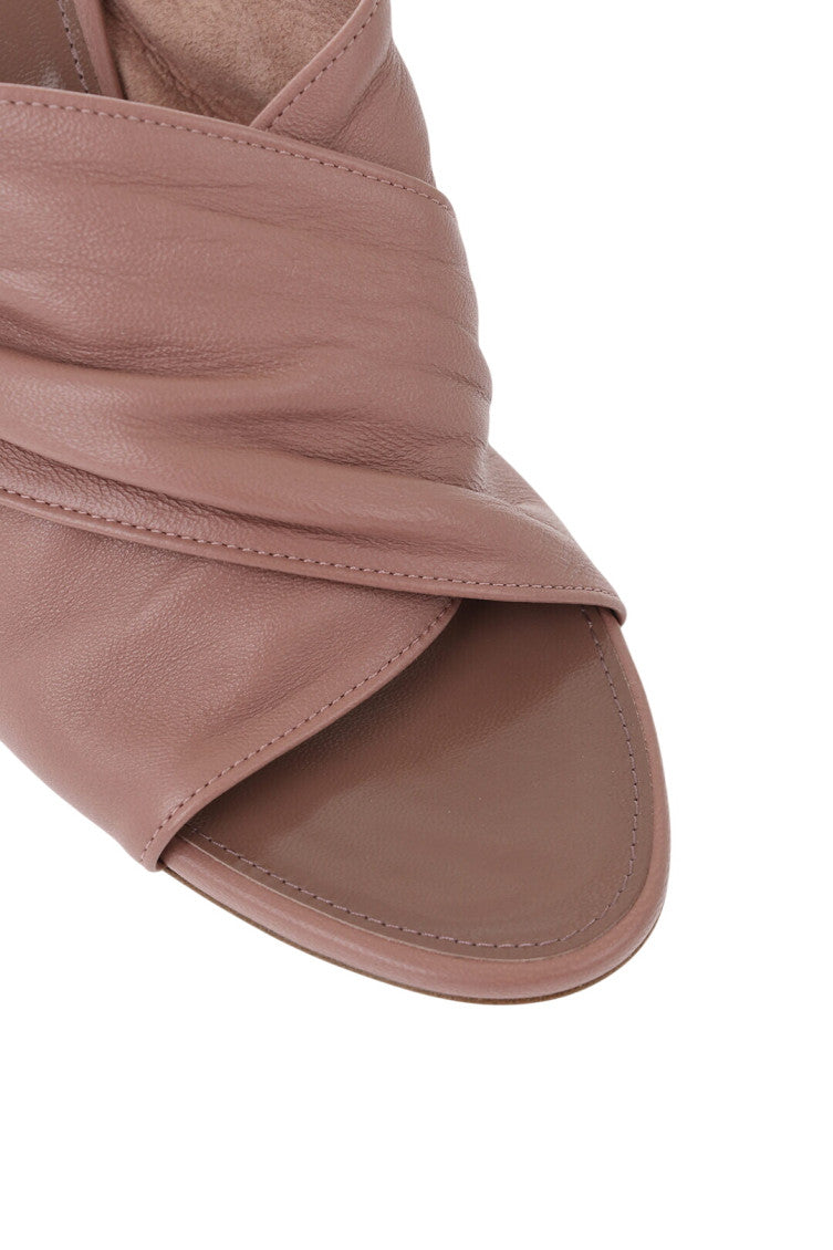 Pink Leather Crisscross Heels 4