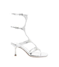 Silver Leather Strappy Heels 1