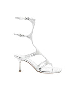 Silver Leather Strappy Heels 1