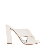 Beige Criss-Cross Leather Heels 1