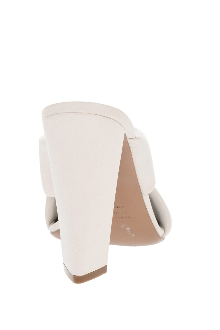 Beige Criss-Cross Leather Heels 3