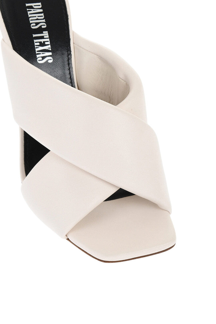 Beige Criss-Cross Leather Heels 4