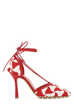 Red Two-tone Stretch Crochet Heels 1