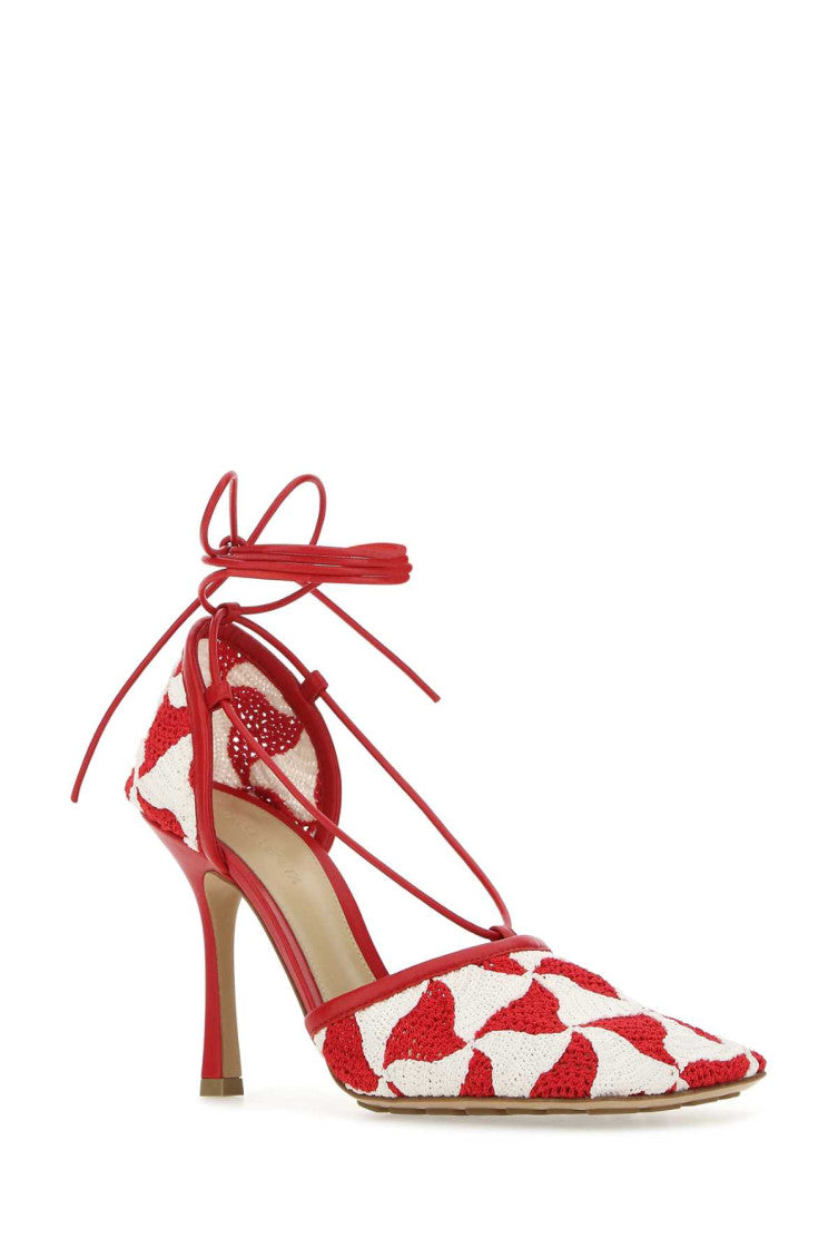 Red Two-tone Stretch Crochet Heels 2