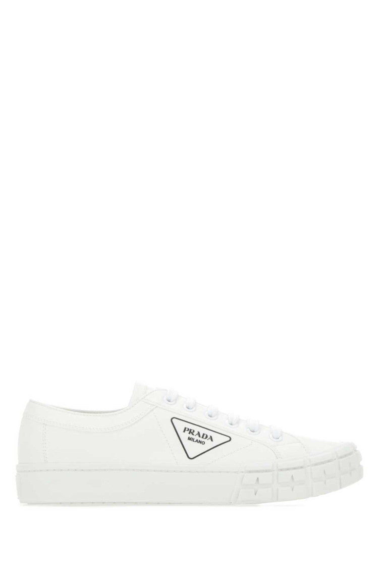 White Gabardine Wheel Sneakers 1