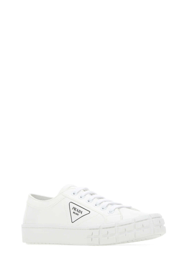 White Gabardine Wheel Sneakers 2