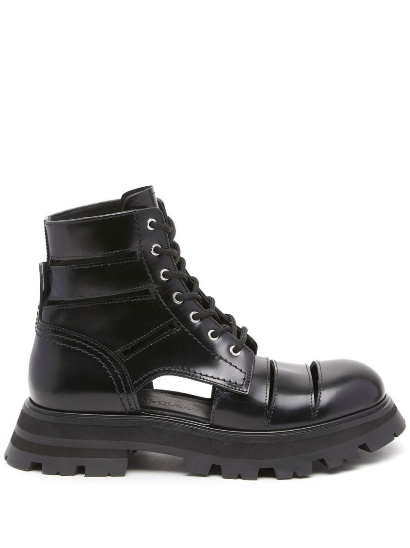 Black 45MM Cutout Leather Boots 1
