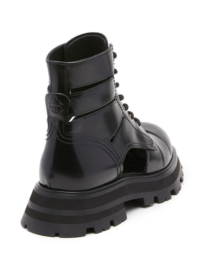 Black 45MM Cutout Leather Boots 3