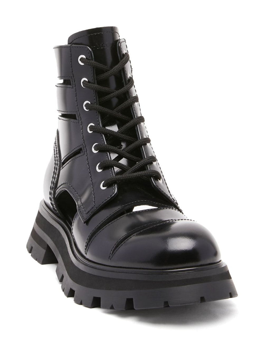 Black 45MM Cutout Leather Boots 4