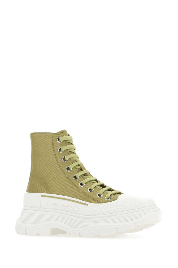 Olive Green Canvas Tread Slick Sneakers 2