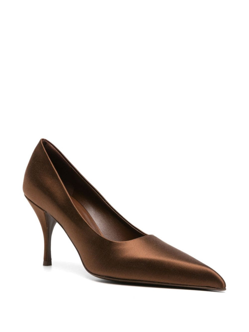 Brown Pointed-toe Satin Pumps 2