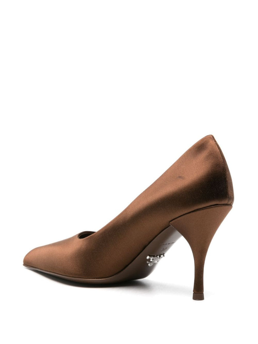 Brown Pointed-toe Satin Pumps 3